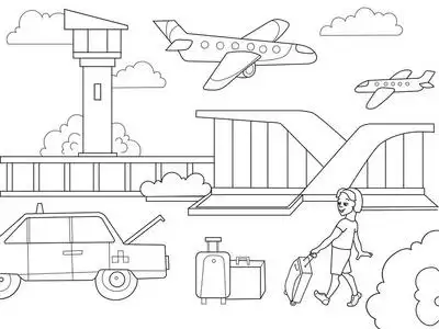 机场孩子图片-机场孩子素材-机场孩子插画-摄图新视界