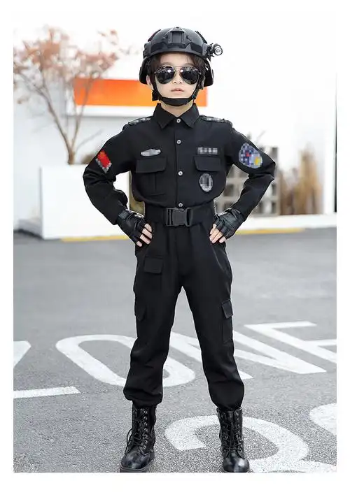 儿童警察的套装男童警官服特警特种兵套装服男军装演出服军人衣服男童