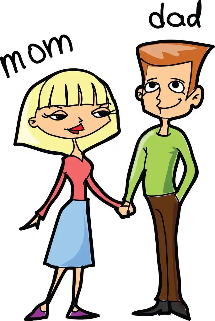 卡通的父母,妈妈和爸爸