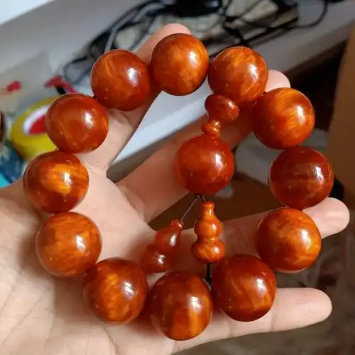 あ溯悠$琥珀木手串北沉香琥珀木男女手串珠串东北红松明子原料高油全