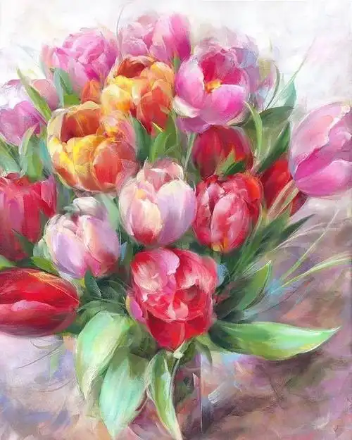 艺术名画色彩丰富的花卉栩栩如生绽放光彩