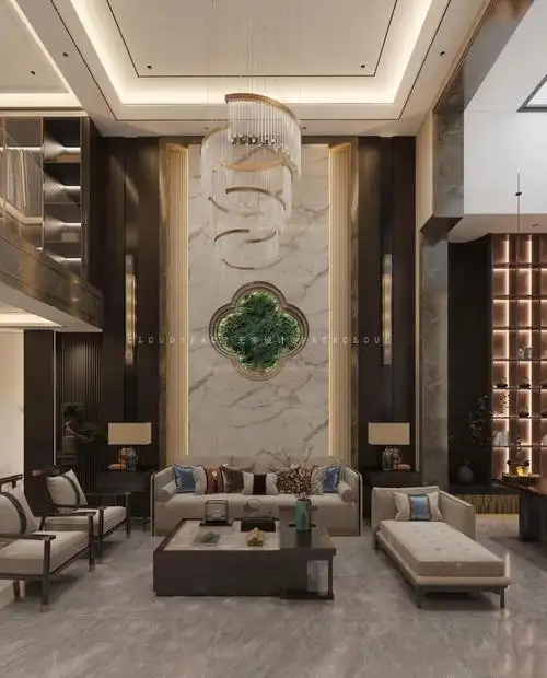 原创设计哈尔滨松北叠墅设计新中式风格