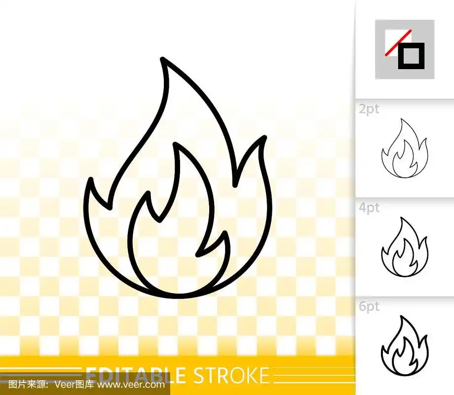 火简单火焰篝火黑线图标