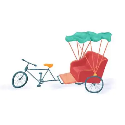 黄包车卡通png素材