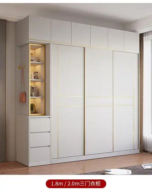 现代简约衣柜居家储物衣柜轻奢出租屋轻奢推拉门衣柜现代简约家用卧室