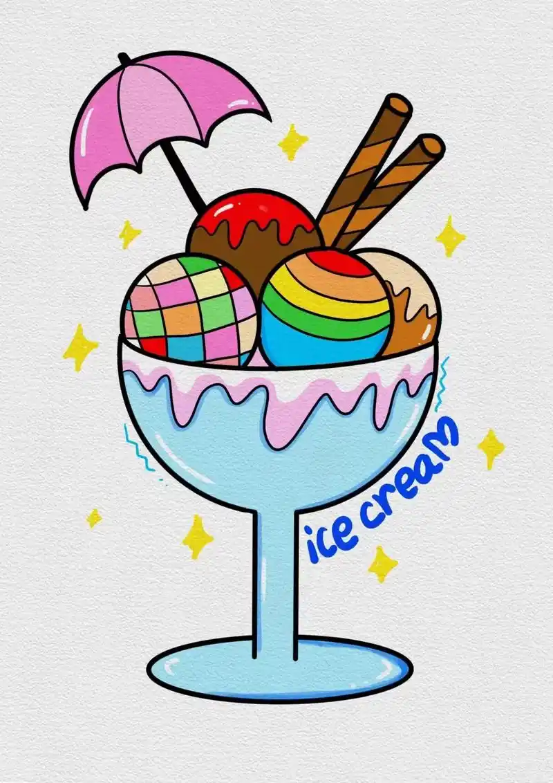 冰淇淋#简笔画 #卡通画 #我又来送图啦 #好图分享 #冰淇 - 抖音