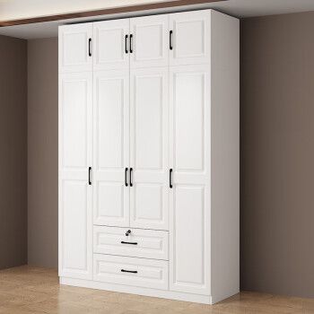 【jd顺丰免费安装】五八五居 实木衣柜 卧室对开门带抽屉家用实木质