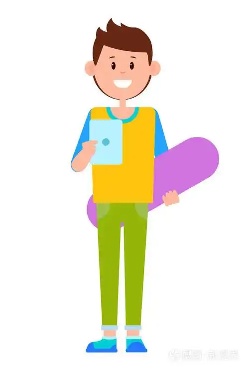 微笑青少年横幅颜色矢量插图