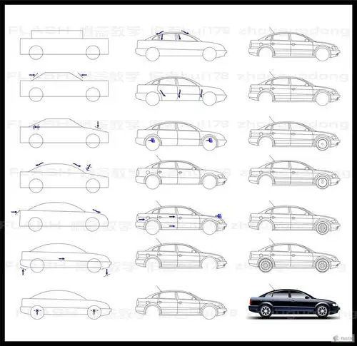 鼠绘:汽车侧面绘制过程