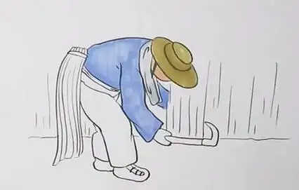 农民割稻谷的简笔画
