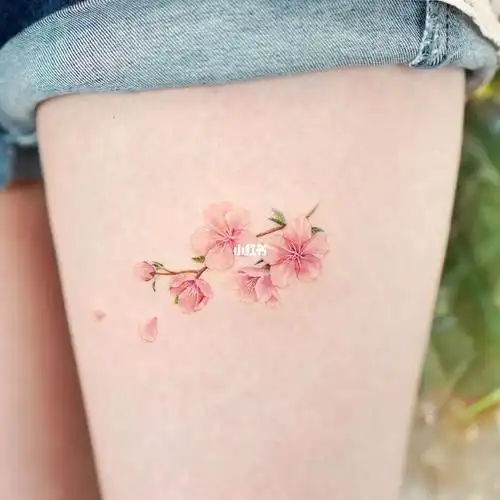 94带枝樱花纹身图案