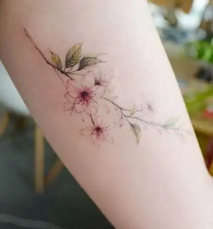 桃花纹身小清新的9张粉色桃花纹身图片39