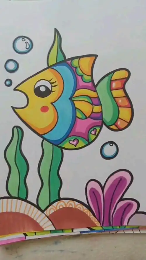 文文儿童画素材～热带鱼#儿童画
