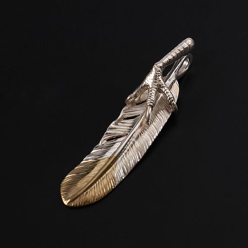 凡丘珠宝925银高桥吾郎鹰爪下金羽毛吊坠男项链女项坠铜银做旧款左向