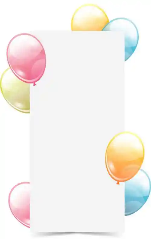 气球环绕的空白卡片矢量背景
