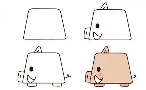 梯形形小动物简笔画