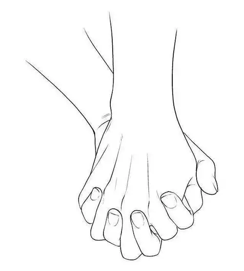 如何画一张牵手的画?情侣牵手姿势画法!