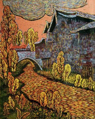 5x60cm《秋哥》绝版套色木刻 66x83cm《丽人图》水印木刻37.