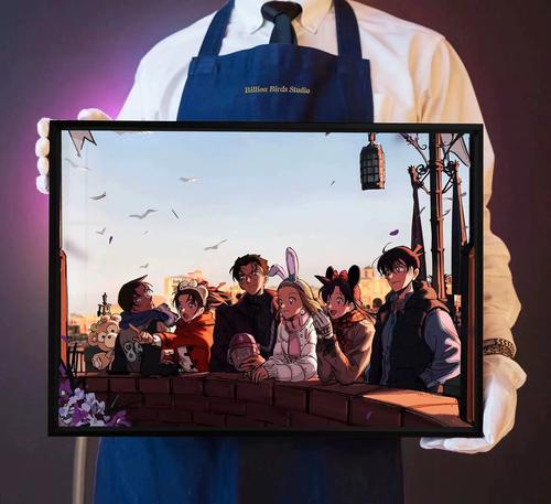 名侦探柯南新一小兰服部园子全家福装饰画