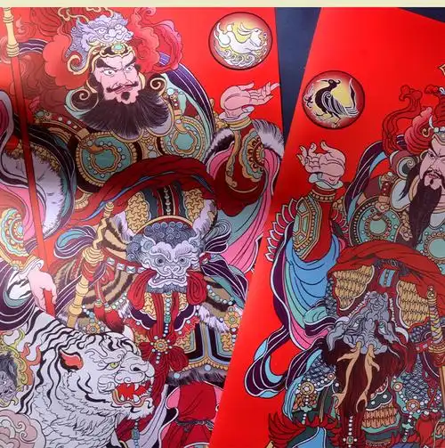 门神贴画2022虎年春节过年大门装饰霸气龙虎神荼郁垒秦叔宝尉迟恭