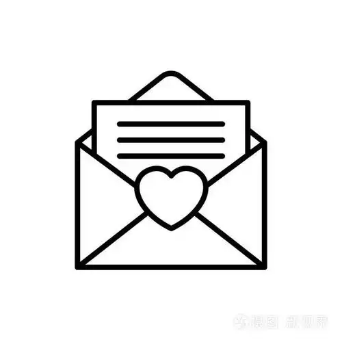 信封情书图标. 情人节和婚礼概念图形插图. 简单的清洁单碱符号设计.