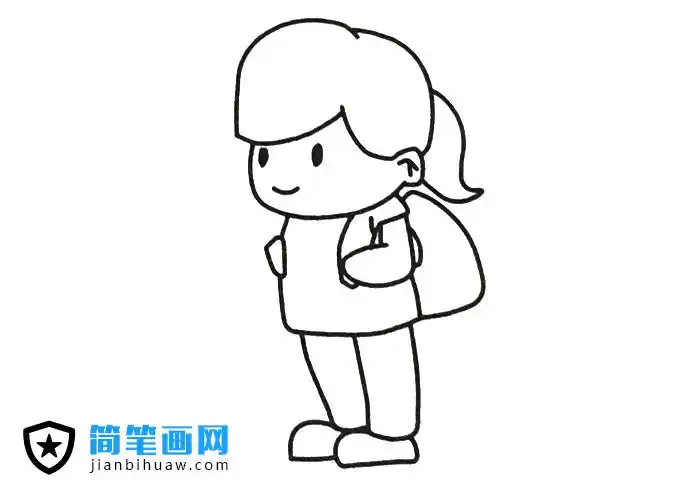 背着书包去上学的小女孩简笔画图片