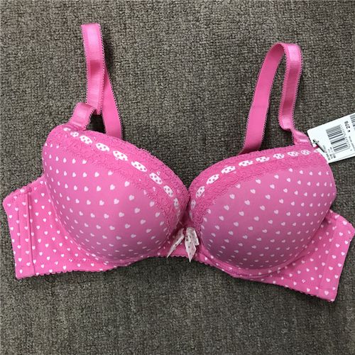 衣恋旗下body pops 粉红y14/3爱心可爱印花蕾丝少女文胸br511a21