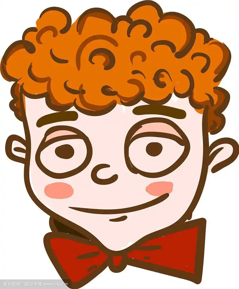 卷发男孩与红色蝴蝶结或颜色