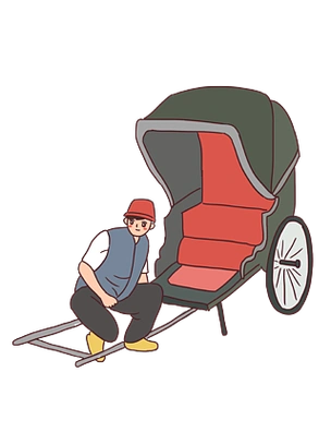 手绘卡通黄包车师傅等客免抠元素