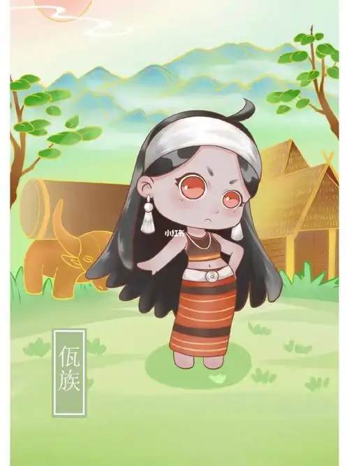 民族风插画/佤族q版可爱少女