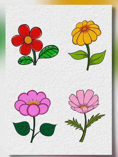 简笔画的方式画玫瑰花手帐简笔画花朵素材幼儿简笔画花卉的简单画法一