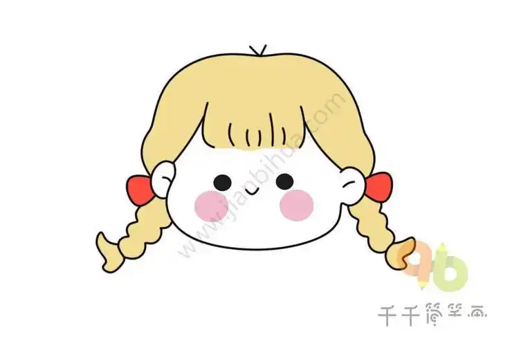 简笔画小女孩双马尾