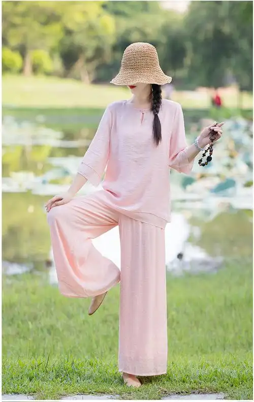 棉麻女装禅意白色禅舞服中式唐装棉麻瑜伽服禅修居士服春中国风女装两