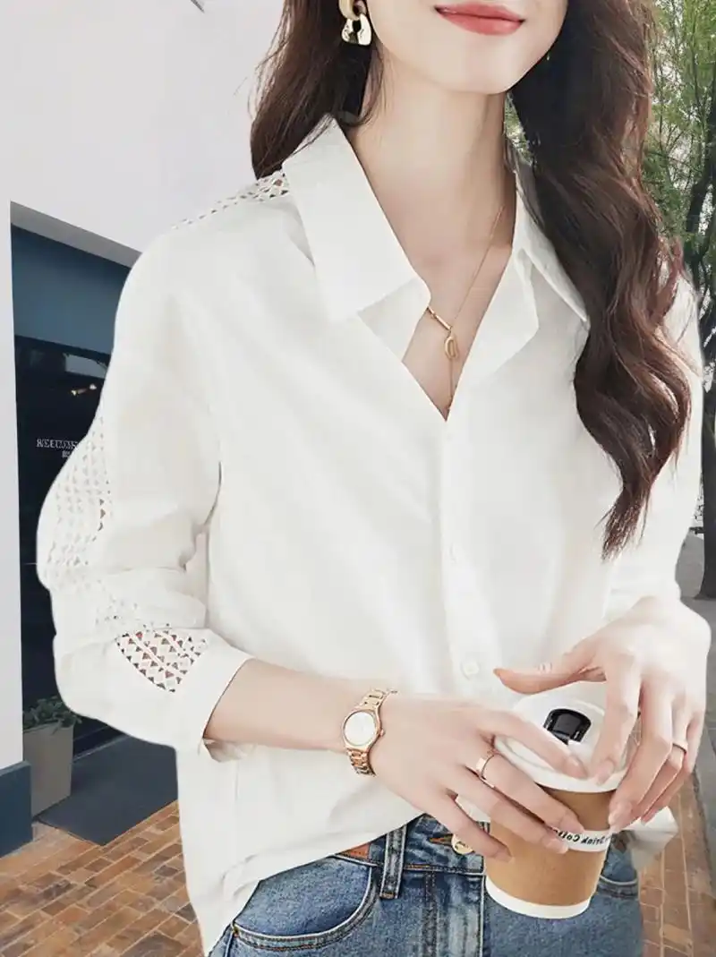 仙女们,轻奢衬衫上衣女春新款,设计感十足的白色衬衣,给你不一 - 抖音