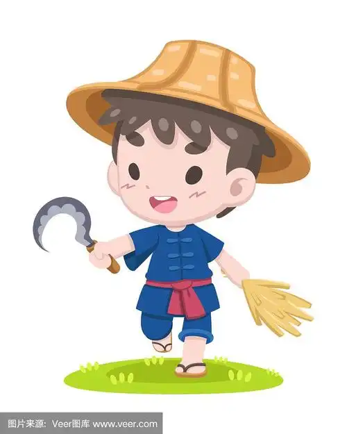 可爱的泰国农民悠闲地散步