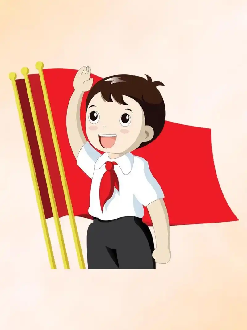 免抠素材96庆祝国庆可爱卡通学生升旗敬礼.