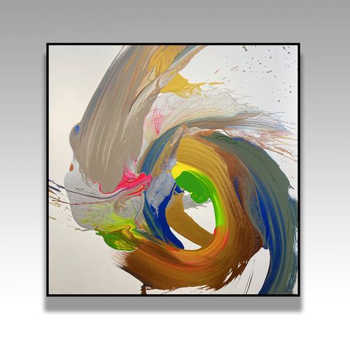 现代简约客厅沙发背景装饰画凤凰手绘轻奢写意抽象油画