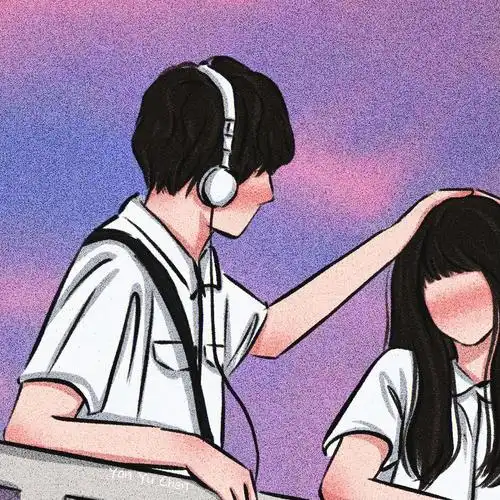 情侣头像永远沉溺在摸头杀里原创情侣头