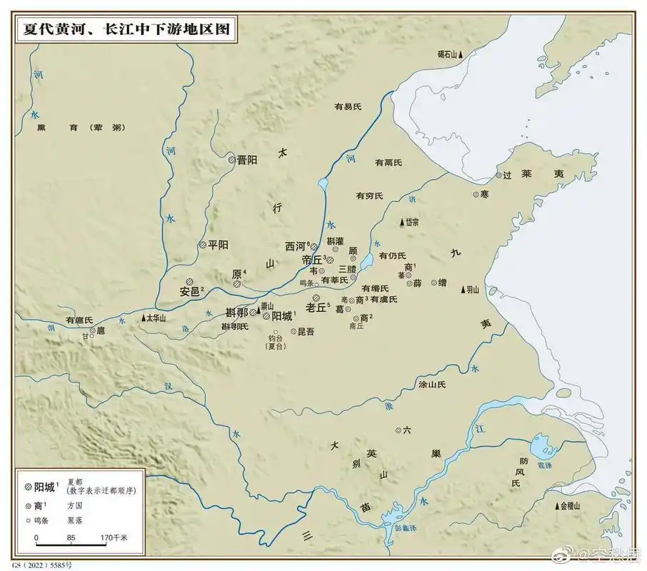 夏代黄河长江中下游地图