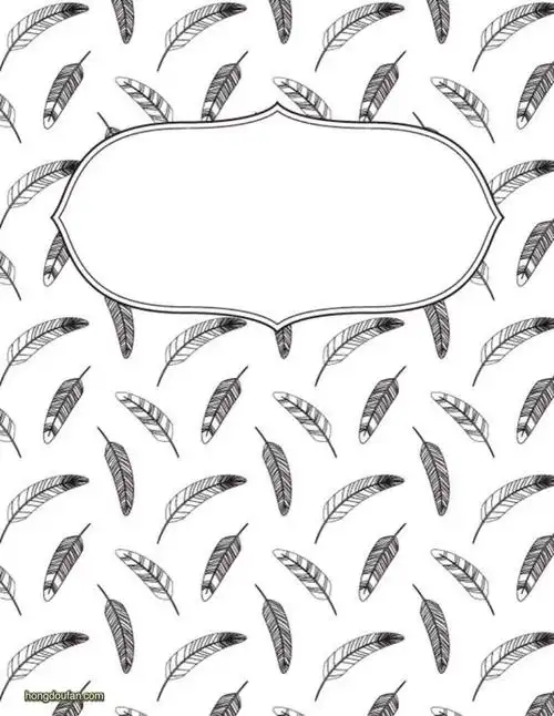 14个黑白卡通书皮作文封面空白图片打印-红豆饭小学生简笔画大全