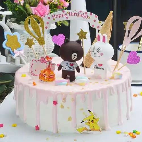 网红布朗熊可妮兔创意生日蛋糕儿童卡通汪汪队北京全国同城配送