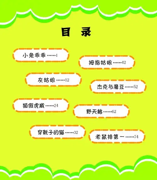 目录:本书专门为低幼儿童编写,精选了脍炙人口又富有教育意义的故事