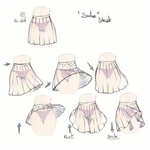 绘画参考百褶裙的画法参考