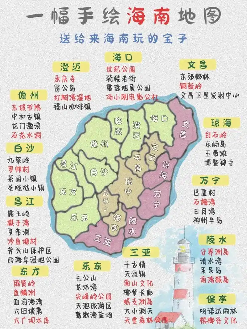 一副手绘海南地图78让你玩的像个本地人6015.