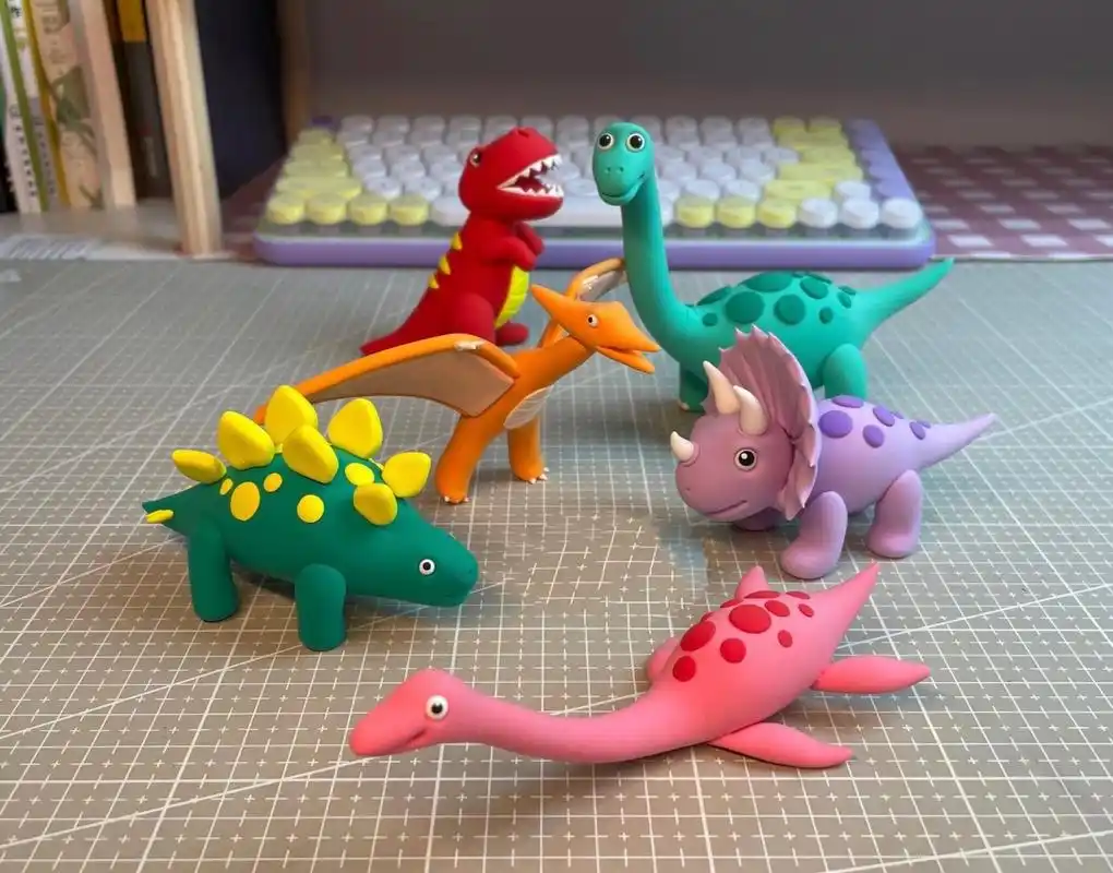 超轻粘土恐龙 这几天做了一组自己比较喜欢的恐龙,匆匆拍了一张图就
