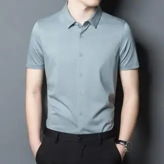 mayor雅戈尔夏装男夏季新款男士休闲短袖桑蚕丝衬衫男式青年翻领衬衫