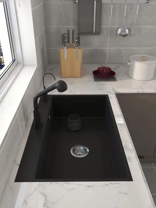 高颜值石英石大单槽丨开放式轻奢风厨房78