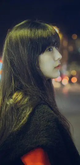 夜晚 女生 侧脸 2k(2960x1440)手机壁纸图片