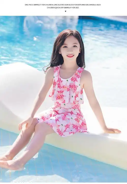 迪士尼(disney)轻奢儿童泳衣女童连体2022新款女孩中大童公主裙洋气