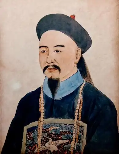 清朝官臣曹颙人物肖像绘画工艺品